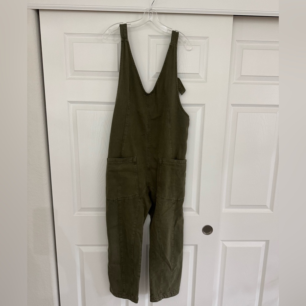 Free People Denim Jumpsuit Sz S in Olive - Picture 3 of 7
